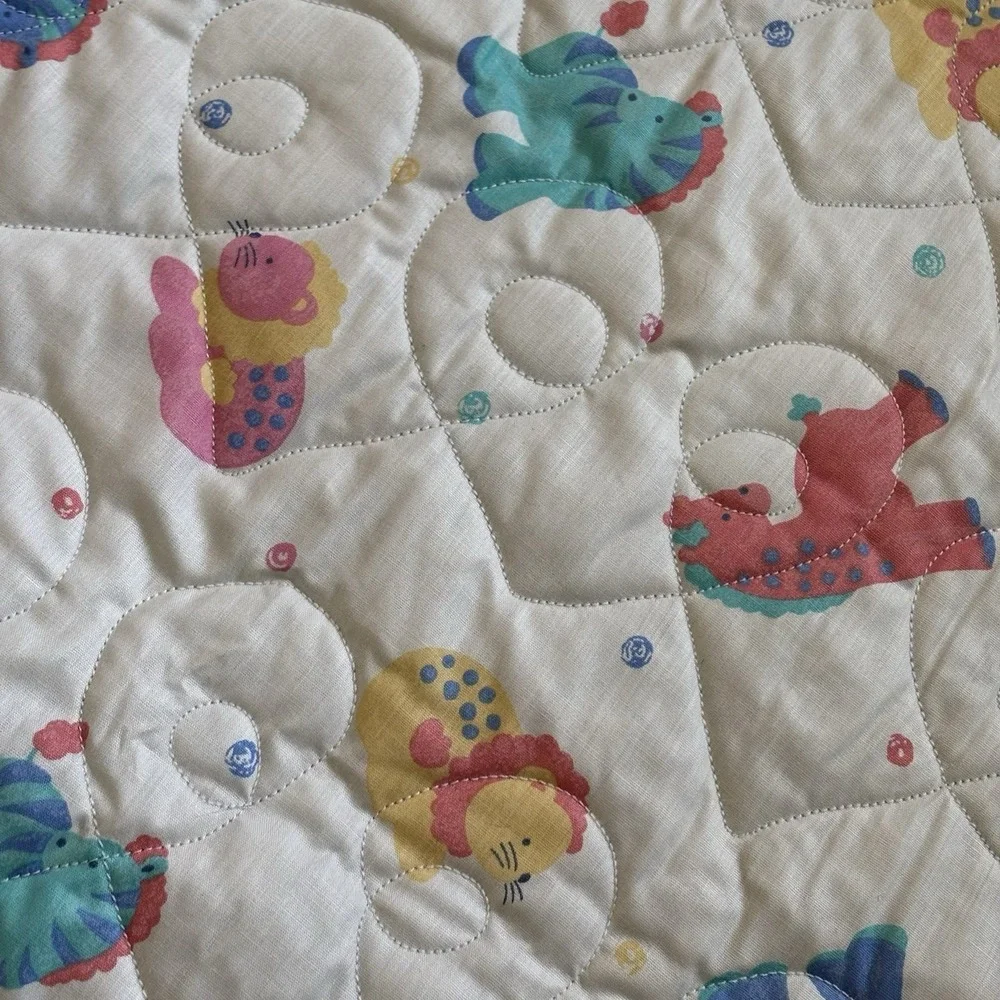 Handmade Animal Baby Blanket Quilt Blue 54
